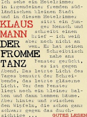 cover image of Der fromme Tanz--Roman einer Jugend